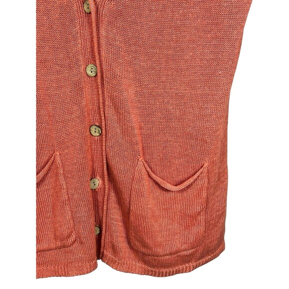 J Jill 100% Linen Cardigan Sweater Petite Small Coastal‎ Beachy Bamboo Orange - Picture 5 of 11